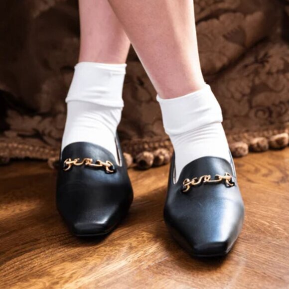 Scarlett Chase Leather Loafer Black Size 6.5 - Picture 2 of 12